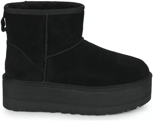 Ugg Australia Classic Mini Platform Suede Γυναικεία Μποτάκια Αστραγάλου με Γούνα Μαύρο