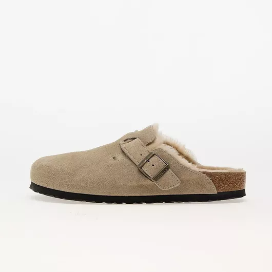 Birkenstock Boston Shearling Suede Χειμερινές Γυναικείες Παντόφλες με Γούνα Καφέ