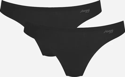 Sloggi Zero One Tanga Γυναικεία Slip 2Pack χωρίς Ραφές Μαύρο