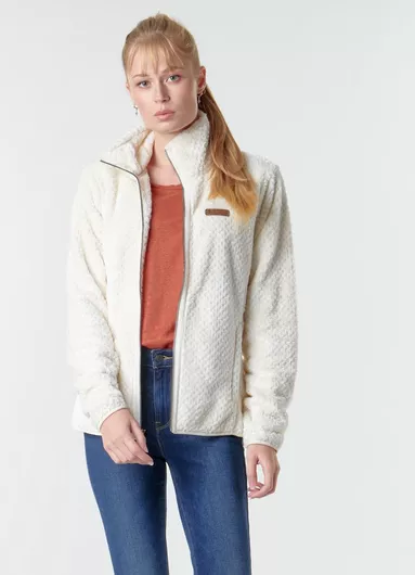 Columbia Fire Side II Fleece Γυναικεία Ζακέτα με Φερμουάρ Λευκό