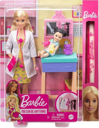 Παιχνιδολαμπάδα Mattel Barbie Ξανθιά Κούκλα Παιδίατρος για 3+ Ετών
