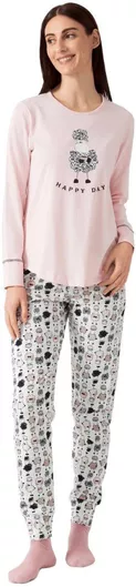 Minerva Χειμερινό Γυναικείο Σετ Πιτζάμας Βαμβακερό Ρόζ