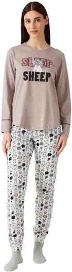 Minerva Χειμερινό Γυναικείο Σετ Πιτζάμας Βαμβακερό ΣΟΚΟΛΑ