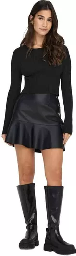 Only Γυναικείο Crop Top Μακρυμάνικο Μαύρο