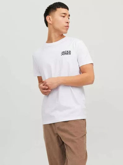 T-Shirt Jack & Jones Jjecorp Κοντομανικο Βαμβακερό Λευκό