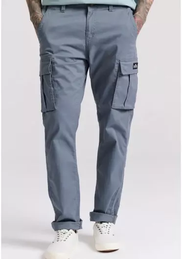 Funky Buddha Παντελόνι Cargo σε Κανονική Εφαρμογή Stormy Blue