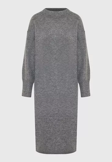 Funky Buddha Midi Φόρεμα Πλεκτό με Σκίσιμο Γκρι