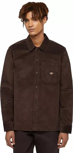 Dickies Μακρυμάνικo Κοτλέ Πουκάμισο σε Φαρδιά Γραμμή Chocolate Brown