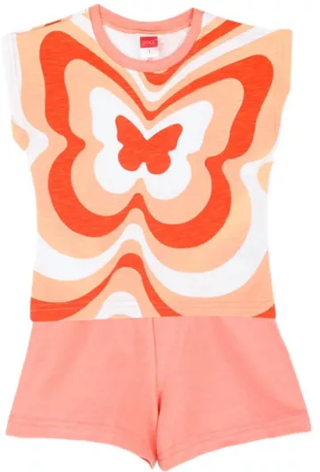 Joyce Παιδικό Σετ με Σορτς Καλοκαιρινό 2τμχ Orange Fusion Butterfly