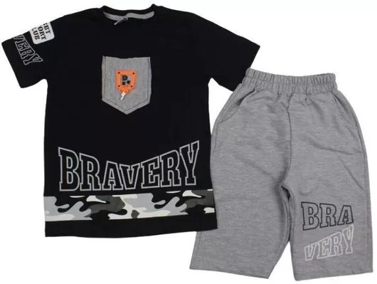 Παιδικό Σετ με Σορτς Καλοκαιρινό 2τμχ Μαύρο Bravery D7113