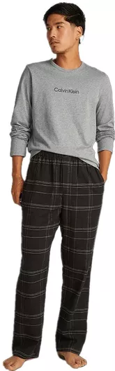 Calvin Klein Χειμερινή Καρό Ανδρική Πιτζάμα Βαμβακερή Γκρι