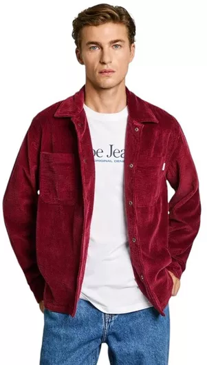 Pepe Jeans Μακρυμάνικo Τζιν Πουκάμισο Red
