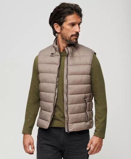 Superdry Αμάνικο Μπουφάν Μπεζ