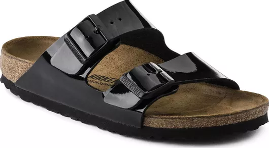Birkenstock Arizona Birko-Flor Patent Γυναικεία Σανδάλια Ανατομικά Μαύρο Narrow Fit