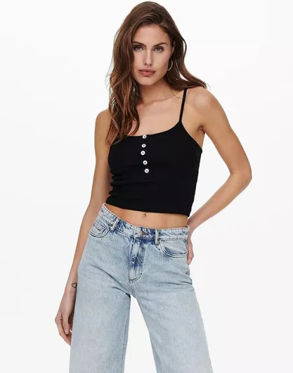 Only Γυναικείο Καλοκαιρινό Μαύρο Crop Top με Τιράντες
