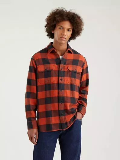 Levi's Classic Buffalo Worker Overshirt Μακρυμάνικo Βαμβακερό Πουκάμισο σε Κανονική Γραμμή Καρό Κόκκινο