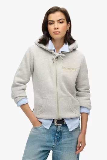 Superdry Γυναικεία Ζακέτα Φούτερ με Κουκούλα Metallic