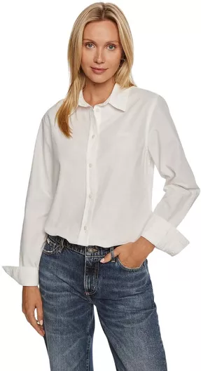 Guess Μακρυμάνικο Γυναικείο Τζιν Πουκάμισο White
