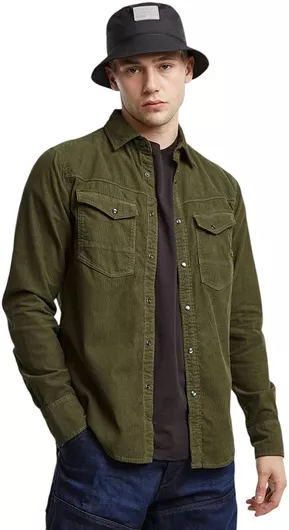 G-Star Raw Μακρυμάνικo Πουκάμισο σε Στενή Γραμμή Khaki