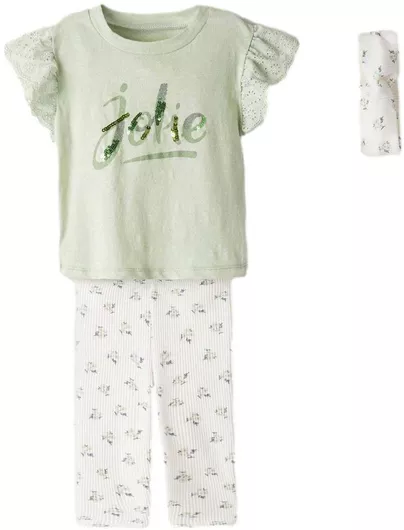 Εβίτα Παιδικό Σετ με Κολάν Καλοκαιρινό 3τμχ Μέντα-Εκρού