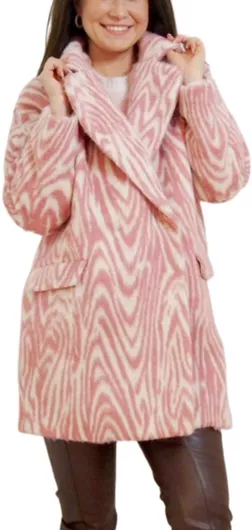 kocca Γυναικείο Ροζ Παλτό με Κουμπιά