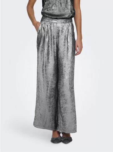 Only Γυναικεία Υφασμάτινη Παντελόνα Loose Εφαρμογή Γκρι