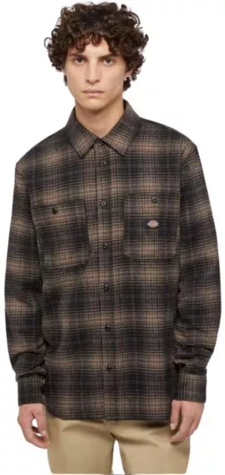 Dickies Evansville Μακρυμάνικo Βαμβακερό Πουκάμισο σε Κανονική Γραμμή Καρό Beige