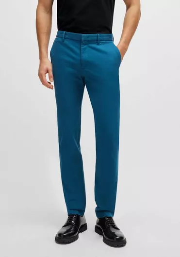 Hugo Boss Παντελόνι Chino Ελαστικό σε Slim Εφαρμογή Μπλε Ανοιχτό