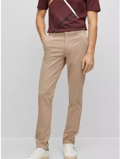 Hugo Boss Παντελόνι Chino Ελαστικό σε Slim Εφαρμογή Μπεζ