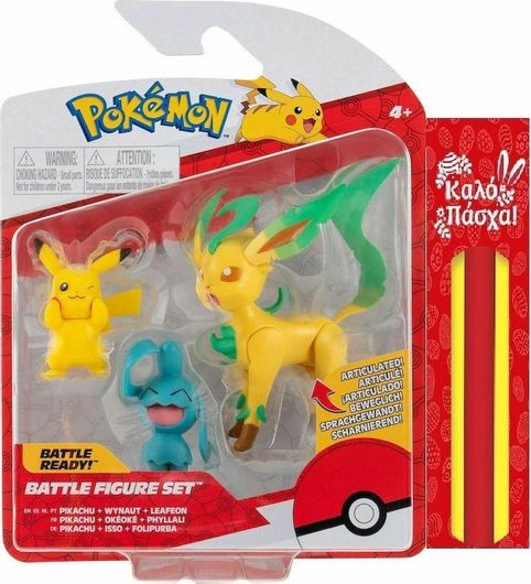 Παιχνιδολαμπάδα Jazwares Pokemon Pikachu, Wynaut & Leafeon για 4+ Ετών