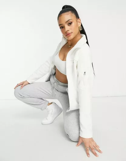 Columbia Fast Trek II Fleece Γυναικεία Ζακέτα με Φερμουάρ Λευκό