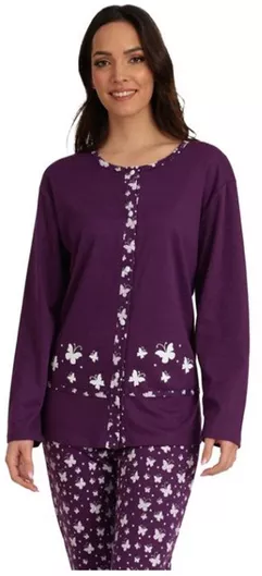 Lydia Creations Χειμερινό Γυναικείο Σετ Πιτζάμας Βαμβακερό Μοβ