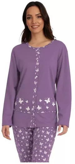Lydia Creations Χειμερινό Γυναικείο Σετ Πιτζάμας Βαμβακερό Λιλά