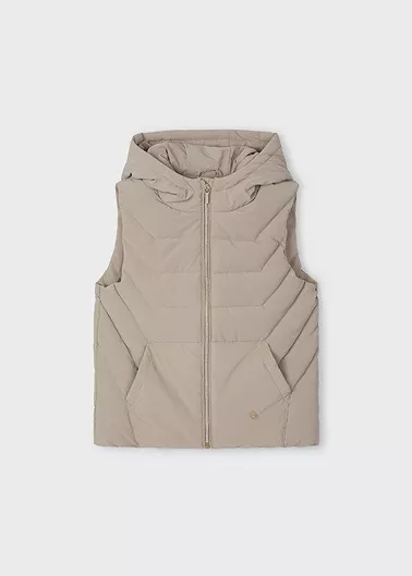 Mayoral Παιδικό Casual Μπουφάν Αμάνικο με Κουκούλα Μοκα