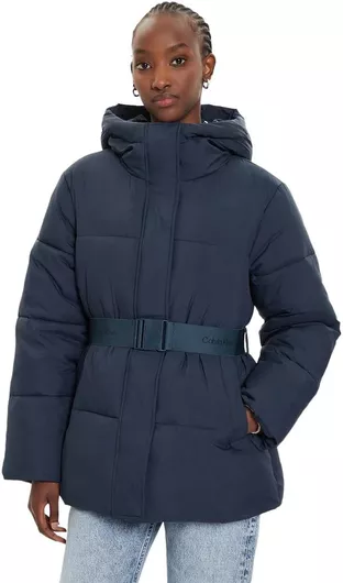 Calvin Klein Κοντό Γυναικείο Puffer Μπουφάν για Χειμώνα Blue