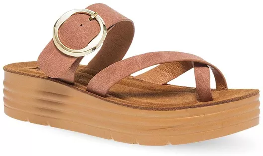 Parex Δερμάτινα Γυναικεία Σανδάλια με Λουράκι Flatforms Ροζ