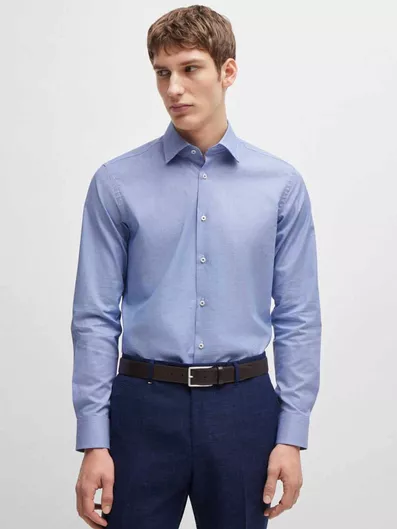 Hugo Boss Μακρυμάνικo Πουκάμισο σε Κανονική Γραμμή μπλε