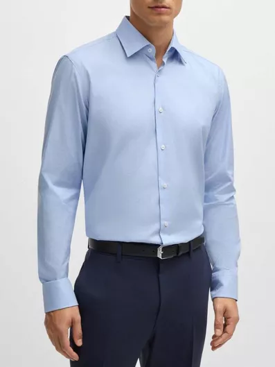 Hugo Boss Μακρυμάνικo Πουκάμισο σε Κανονική Γραμμή Καρό Γαλάζιο