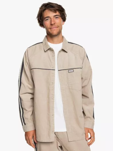 Quiksilver Μακρυμάνικo Κοτλέ Πουκάμισο Plaza Taupe