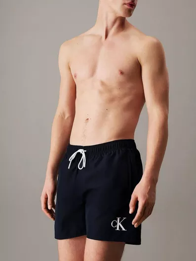 Calvin Klein Ανδρικό Μαγιό Σορτς Μεσαίο Μήκος Με Κορδόνι Μπλε Σκούρο Camouflage