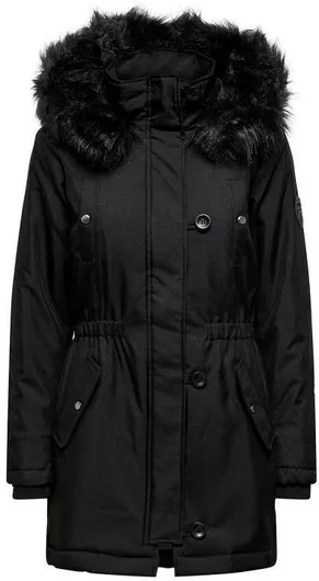 Only Κοντό Γυναικείο Μπουφάν Παρκά για Χειμώνα Μαύρο