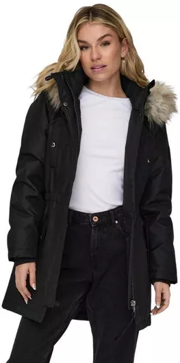 Only Κοντό Γυναικείο Puffer Μπουφάν Χειμερινό Black/Beige