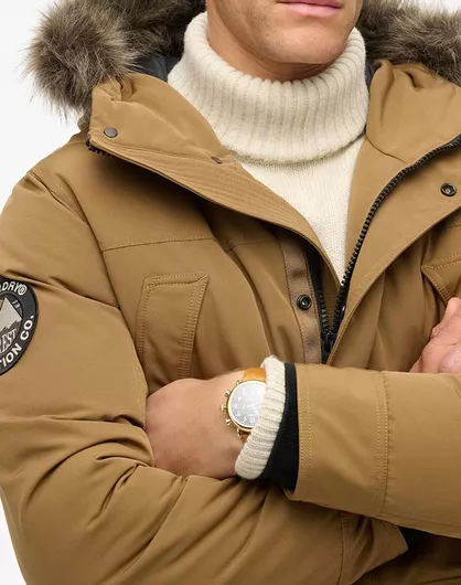 Superdry Καφέ Χειμωνιάτικο Παρκά Μπουφάν