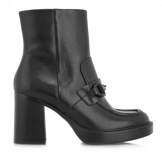 Tamaris Δερμάτινα Γυναικεία Μποτάκια με Ψηλό Τακούνι Μαύρο