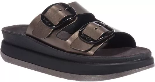 Fantasy Sandals Ζefi Δερμάτινα Γυναικεία Σανδάλια Flatforms Γκρι