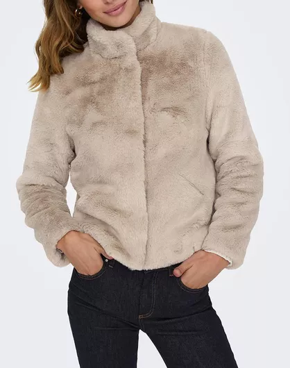 Only Κοντή Γυναικεία Γούνα Μπεζ