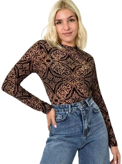 Potre Γυναικείο Κορμάκι με Διαφάνεια Μπεζ