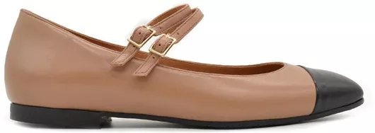 Hawkins Premium Δερμάτινες Γυναικείες Μπαλαρίνες με Λουράκι Ταμπά