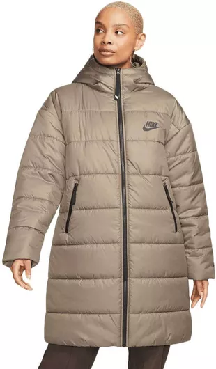 Nike Κοντό Γυναικείο Puffer Μπουφάν για Χειμώνα Μπεζ