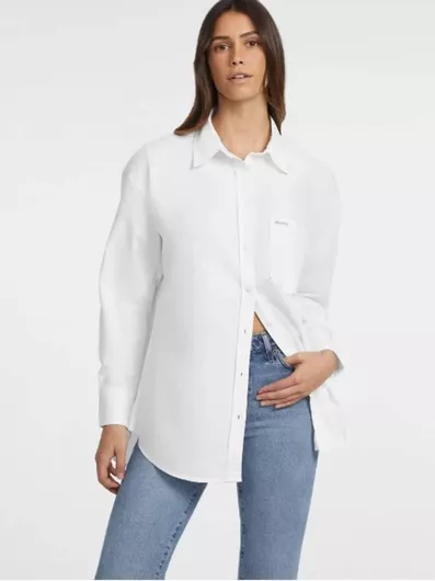 Guess Μακρυμάνικο Γυναικείο Πουκάμισο White